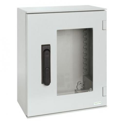 Schneider Electric Nástěnná krabice, řada: PanelSeT IP66 Polyester vyztužený skelnými vlákny Šedá 430 mm Průhledné dveře