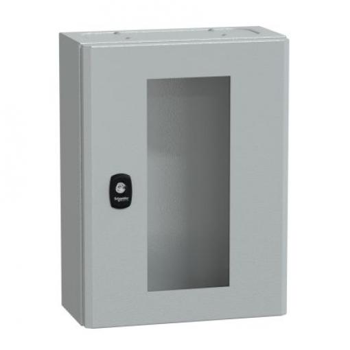 Schneider Electric Nástěnná krabice, řada: PanelSeT S3DM/S3DB IP66 Ocel Šedá 300 mm Průhledné dveře 400 mm 150 mm