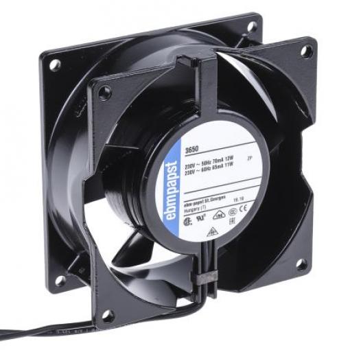 ebm-papst Axiální ventilátor, řada: 3000, průtok vzduchu: 75 m³/h 12 W 230V ac 52 mA 92 mm 92mm 38 mm