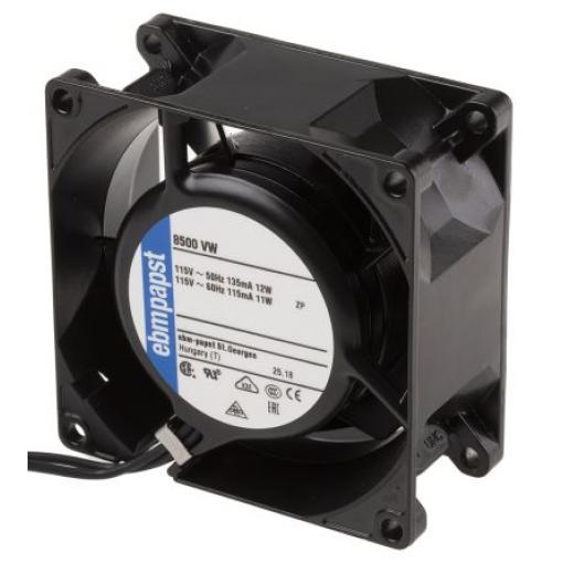 ebm-papst Axiální ventilátor, řada: 8000 V, průtok vzduchu: 50 m³/h 12 W 115V ac IP65 80 mm 80mm 38 mm