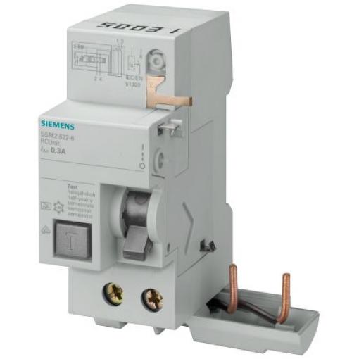Siemens Jistič zbytkového proudu s ochranou proti přepětí, rozsah: 5SM2 2pólový 63 A vypínací citlivost 300 mA,