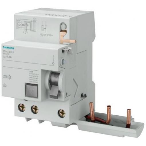 Siemens Jistič zbytkového proudu s ochranou proti přepětí, rozsah: 5SM2 2pólový 40 A vypínací citlivost 300 mA,