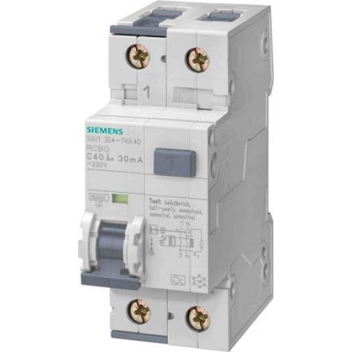 Siemens Jistič zbytkového proudu s ochranou proti přepětí, rozsah: 5SU1 2pólový 40 A vypínací citlivost 30 mA,