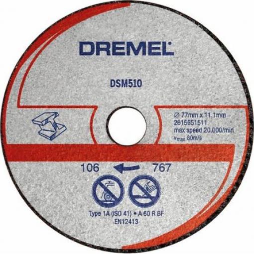 Řezný kotouč, řada: DSM510 Vyztužené brusivo zrnitost 3 77 mm, tloušťka: 5 mm Dremel