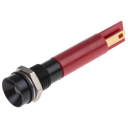 Indikátor pro montáž do panelu Zapuštěný barva Červená Pájecí plíšek, 12 V RS PRO, IP67