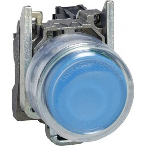 Schneider Electric Tlačítkový spínač, řada: XB4 IP66 SPST Průchozí otvor Vratná pružina 22.5 mm 10 A, barva LED: Modrá