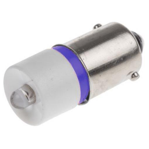 RS PRO Kontrolka barva světla Modrá, objímka žárovky: BA9 Jednočipové, průměr: 10 mm, 24 V ac/dc