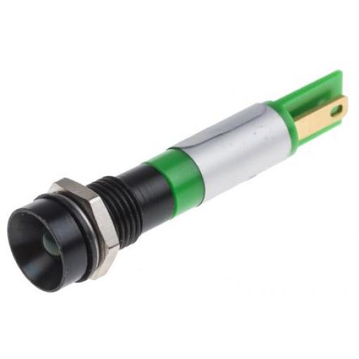 Indikátor pro montáž do panelu Zapuštěný barva Zelená Pájecí plíšek, 12 V RS PRO, IP67