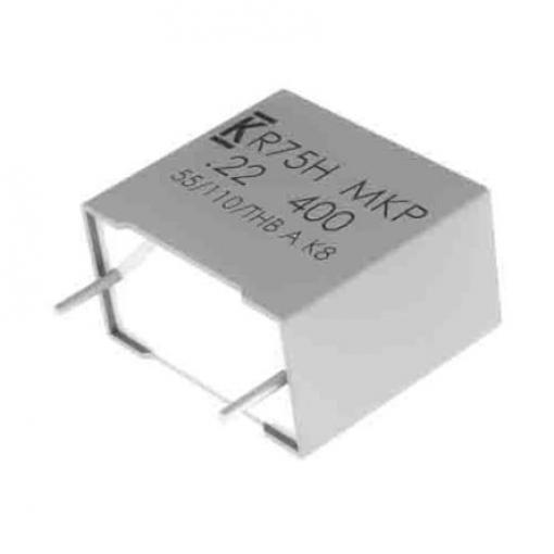 Polypropylenový kondenzátor, řada: R75 15 μF 5 % 400 V dc 220 V ac, Průchozí otvor 0.8 mm KEMET AEC-Q200