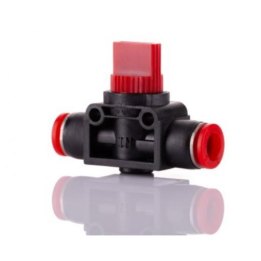Pneumatický ventil s ručním ovládáním, řada: Pneufit C barva Červená Ruční Push In 8 mm Zásuvný, materiál tělesa: