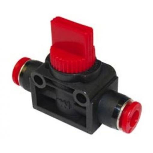 Pneumatický ventil s ručním ovládáním, řada: Pneufit C barva Červená Mechanický Push In 10 mm Zásuvný, materiál tělesa: