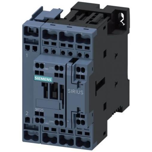 Siemens 1 NO, 1 NC Stykač napětí ve vinutí 24V dc 4pólový 25 A 11 kW s 2 NO/2 NC kontakty Reverzační