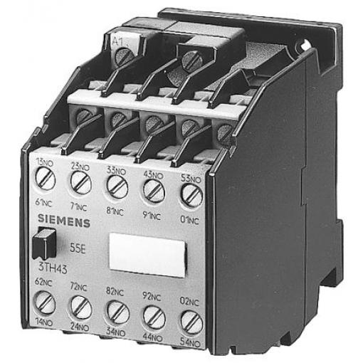 Siemens 6 NO, 4 NC Relé stykače napětí ve vinutí 110V ac, 132 V ac ±1,0 %pólový 6 A s 6 NO, 4 NC kontakty Reverzační,