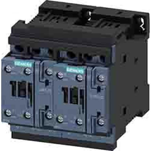 Siemens 2 NO Reverzační stykač napětí ve vinutí 24V dc 3pólový 12 A 690V 5.5 kW s 3 NO kontakty 24V dc Řízení motoru,