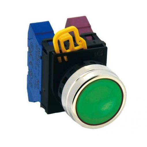 Idec Hlava tlačítka, řada: YW4B Zelená Udržované, průměr výřezu: 22 mm IP65