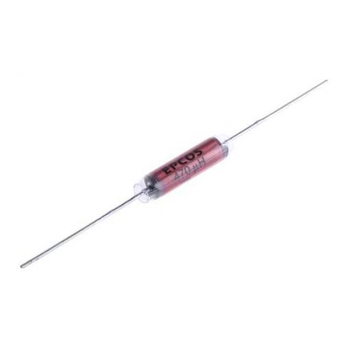 Induktor VHF, řada: B82111E 470 μH Ferit max. SRF: 25 MHz Idc 300 mA Rdc 6.5 Ω, 34V EPCOS