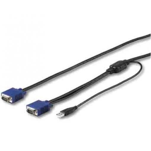 Kabel KVM, A: VGA, B: USB A; VGA 4.6m, Černá