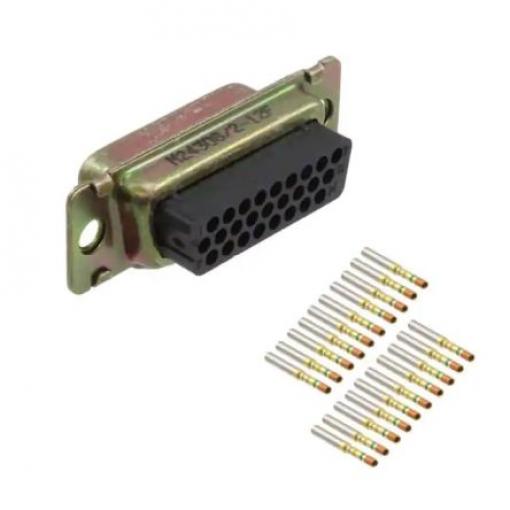 Amphenol India Konektor D-Sub, řada: M24308, počet kontaktů: 26, orientace těla: Rovný 2.29 mm, Montáž do panelu