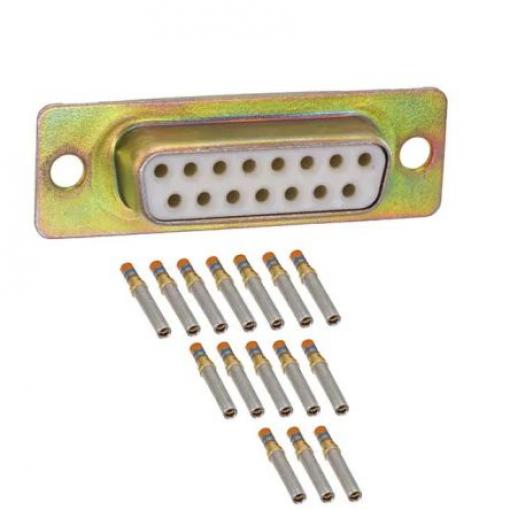 Amphenol India Konektor D-Sub, řada: M24308, počet kontaktů: 15, orientace těla: Rovný 2.77 mm, Montáž do panelu