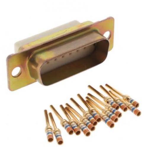 Amphenol India Konektor D-Sub, řada: M24308, počet kontaktů: 15, orientace těla: Rovný 2.77 mm, Montáž do panelu