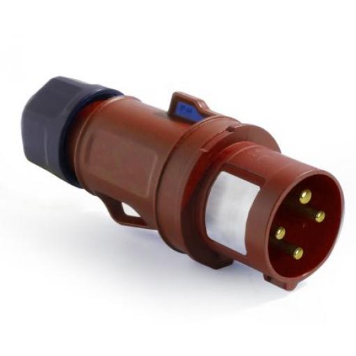 RS PRO Průmyslový napájecí konektor, řada: RS PRO, IP44, Kabel, formát pólů: 3P+PE, orientace těla: Rovný barva Červená,