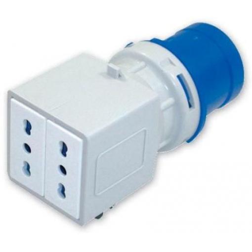 RS PRO Adaptér pro průmyslový napájecí konektor, řada: RS PRO, IP20, Kabel barva Modrá, 16 A 2P+PE, 230 V