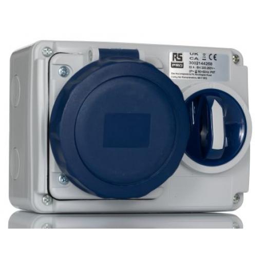 RS PRO Průmyslový napájecí konektor, řada: RS PRO, IP67, Nástěnná barva Modrá, 32 A 3P+N+PE, 230 V