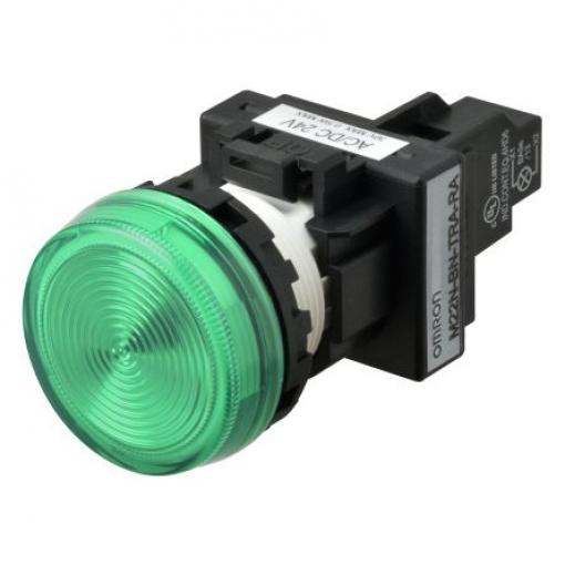 Kontrolka pilotního světla, řada: M22N barva Zelená Krimpovací, 120 V 22 mm Omron, IP66 Panel