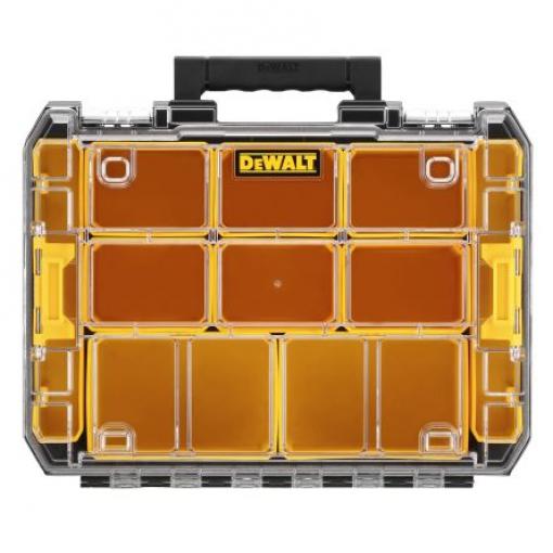 Přihrádková krabice 10 přihrádek Žlutá, Polykarbonát Nastavitelné přepážky 119 mm x 440mm x 332 mm DeWALT