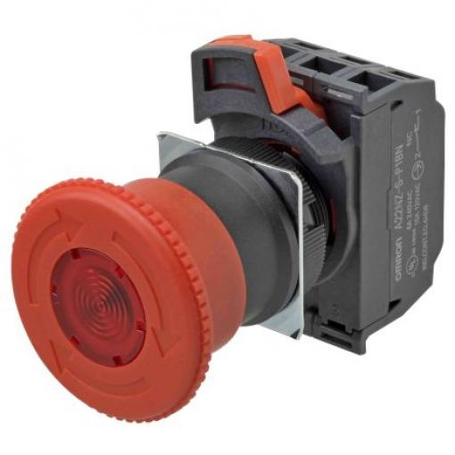Omron A22NE Uvolnění kroucením Tlačítko nouzového vypínače Montáž do panelu 22 mm 1 NC