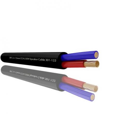 Reproduktorový kabel 2žilový, vnější průměr: 7.3 mm OD plocha průřezu 1.5 mm² RS PRO, Černá 100 m