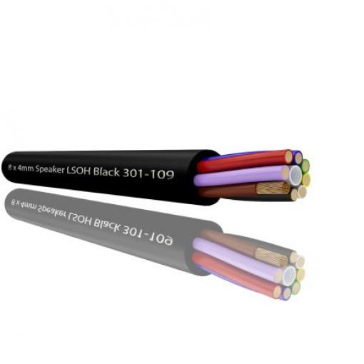 Reproduktorový kabel 8žilový, vnější průměr: 16 mm OD plocha průřezu 4 mm² RS PRO, Černá 100 m