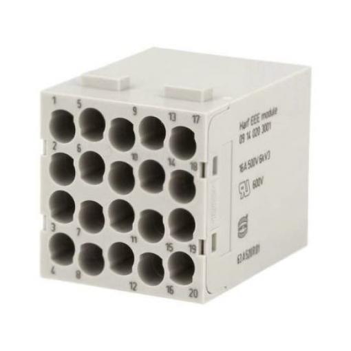HARTING Modul napájecího konektoru pro vysoké zatížení 16 A Vnější HAN Modular 20