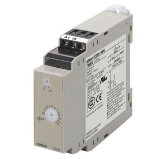 Omron Časovací relé, řada: H3DK Lišta DIN SPDT 240 V ac 240 V ac 1 funkce Šroub 0.1 to 12 s
