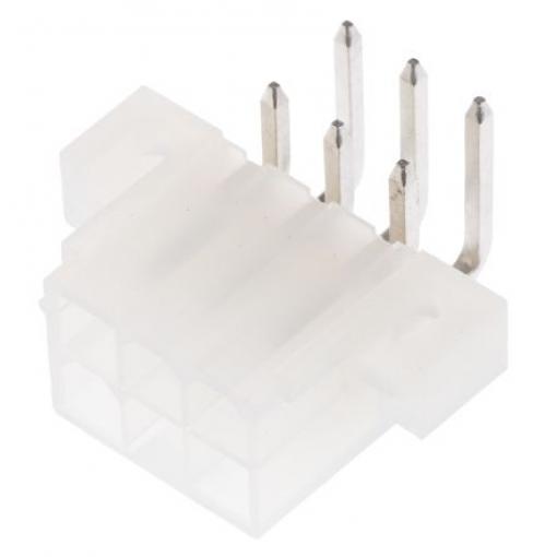 Molex Konektor PCB, řada: Mini-Fit Jr, Vodič-deska, počet kontaktů: 6, počet řad: 2, rozteč: 4.2 mm, orientace těla:
