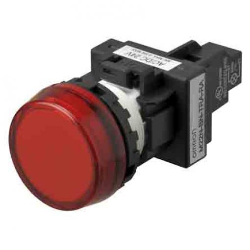 Kontrolka indikátoru pro montáž do panelu, řada: M22N barva Červená Miniaturní Krimpovací, 120 V 22 mm Omron, IP66 Panel