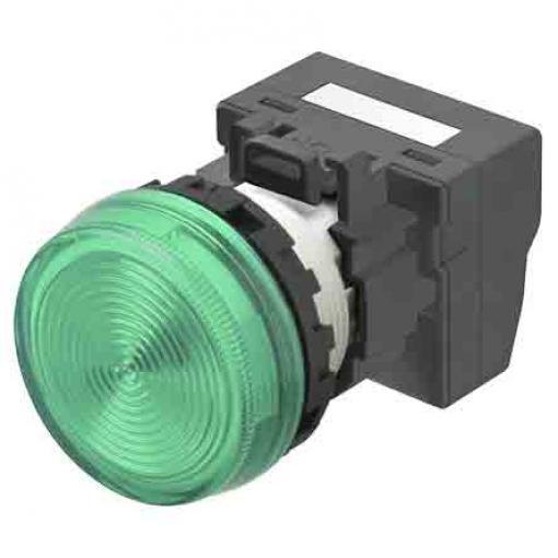 Kontrolka indikátoru pro montáž do panelu, řada: M22N barva Zelená Miniaturní Krimpovací, 24 V 22 mm Omron, IP66 Panel