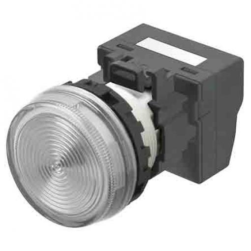 Kontrolka indikátoru pro montáž do panelu, řada: M22N barva Bílá Miniaturní Krimpovací, 24 V 22 mm Omron, IP66 Panel
