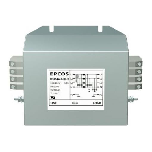 Filtr EMC, řada: B84144A*R000, 440V ac, 50/60 Hz, Montáž na přírubu, Jazýček, 36 A, počet fází: 3, 4.1 mA, EPCOS, 1, 3.5