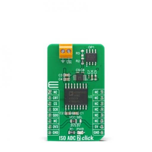 Vývojová sada pro analogové obvody MIKROE-4166 Click deska ISO ADC 2 AD7091R 12 Bit ADC, pro použití s: AD7091R