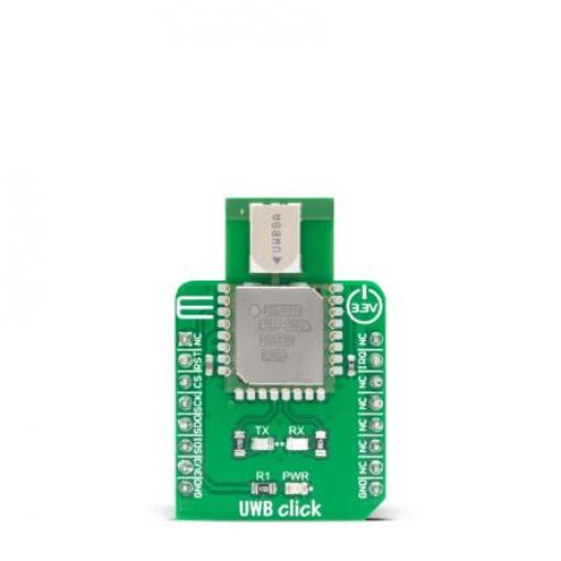 Komunikační a bezdrátový vývojový nástroj DWM1000 UWB Click MikroElektronika, pro použití s: Systém zjišťování polohy v