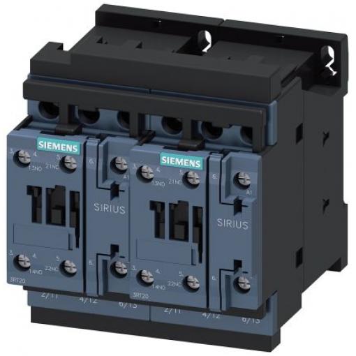 Siemens 2 NO Reverzační stykač napětí ve vinutí 24V ac 3pólový 25 A 690V 11 kW s 3 NO kontakty 24V ac Řízení motoru,