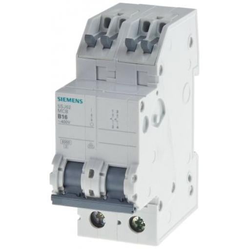 Siemens Miniaturní jistič, rozsah: 5SJ6 2pólový 16 A vypínací výkon 6 kA, charakteristika: Typ B, rozsah: SENTRON 400 V