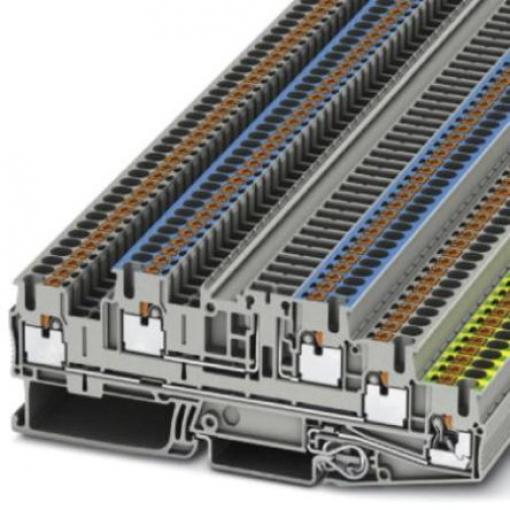 Phoenix Contact Zemnicí svorkovnice, počet cest: 5, 12 AWG, délka: 118 mm Lišta DIN 4 mm² barva Šedá Zásuvný, materiál