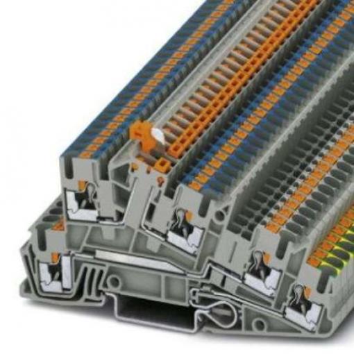 Phoenix Contact Zemnicí svorkovnice, počet cest: 5, 12 AWG, délka: 101 mm Lišta DIN 4 mm² barva Šedá Zásuvný, materiál