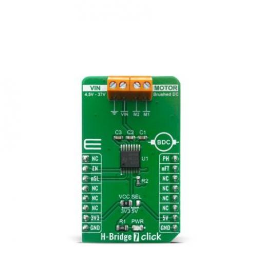 Vyhodnocovací deska H-BRIDGE 7 Click Řízení spotřeby MikroElektronika DRV8876N, pro použití s: DRV8876N
