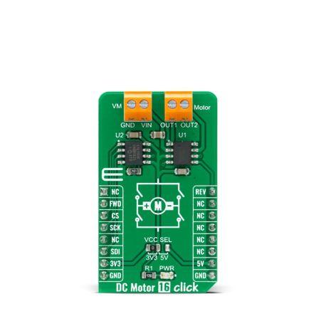 Vývojová deska DC Motor 16 Click Motor DC MikroElektronika ZXBM5210, pro použití s: Reverzní stejnosměrný motor