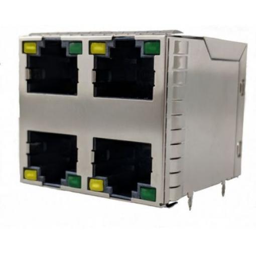 Amphenol Communications Solutions Konektor RJ45, řada: RJE4 Vnitřní Cat5e, počet cest: 8, Pravý úhel, Montáž na plošný