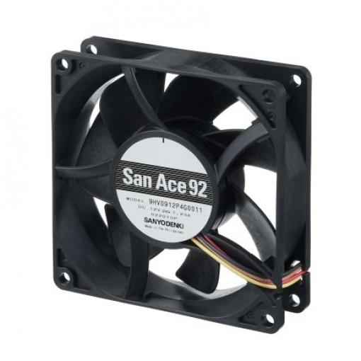 Sanyo Denki Axiální ventilátor, řada: San Ace, průtok vzduchu: 97.1 cfm 9.12 W 24 V dc 380 mA 92 mm 92 mm 25 mm