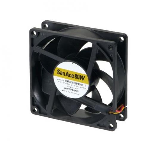 Sanyo Denki Axiální ventilátor, řada: San Ace, průtok vzduchu: 81.9 cfm 8.52 W 12 V dc 710 mA IP68 80 mm 80 mm 25 mm